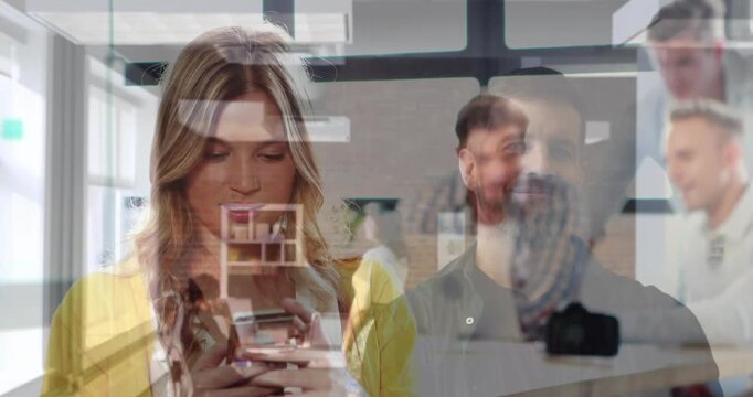 Animation of diverse business people at office