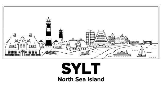 SYLT north sea island City Skyline Vector 