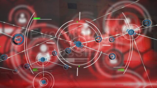 Animation of network of connections over media icons