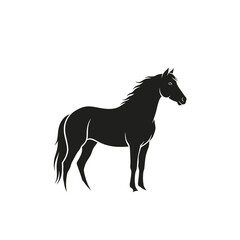 Fototapeta premium Black Horse Silhouette Vector Icon Set Flat Design Modern Vector Illustration Isolated on White Background