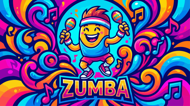 Zumba Dance Fitness Illustration.