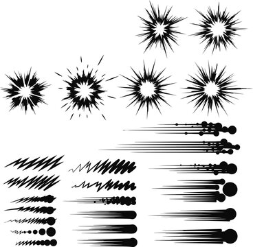 Action speed lines and burst graphics with graphic elements