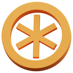 Obraz premium 3D Orange Abstract Ring Asterisk Symbol Shape