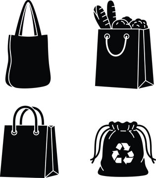 Shopping bags and eco drawstring bag with grocery bag