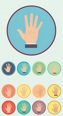 Fototapeta premium Hand gesture icon set with various color variations and styles.