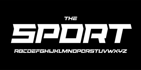 Speed race font, bold italic letters, dynamic geometric alphabet for car racing logo and headline, automotive typography, sport game design, robotic AI tech. Vector typographic design © artyway