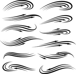 Fototapeta premium Abstract arrow swirl graphic elements with black and white