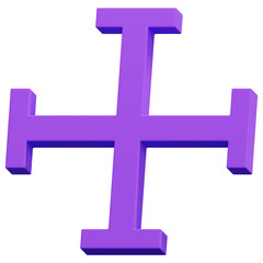 Obraz premium 3D Purple Abstract Solid Plus Cross Shape