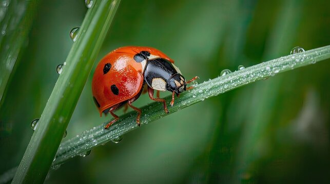 Ladybug on Green Leaf