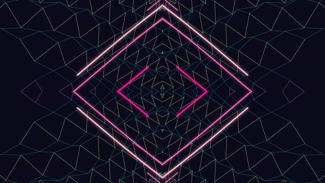 Neon pink diamond shape on dark background.