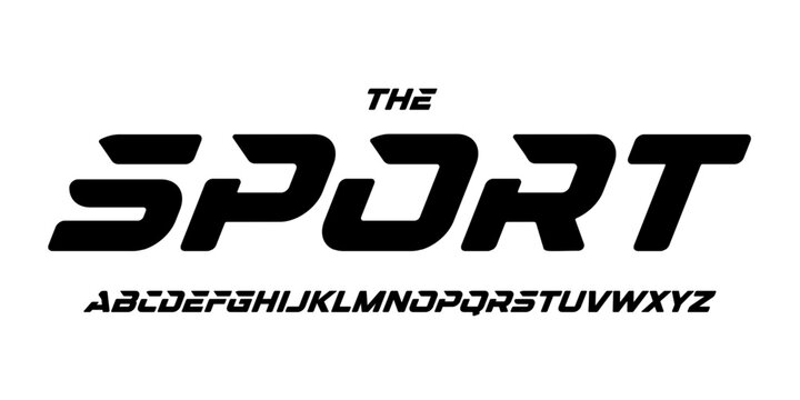 Cutout sport alphabet, sharp digital bold slanted italic letter set, bold robotic font for space game logo, speed AI headline, dynamic typography, modern future space app design. Vector typeset