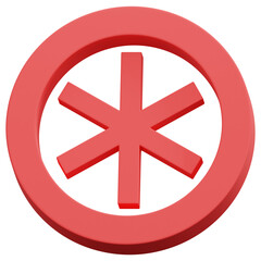 Fototapeta premium 3D Red Abstract Ring Asterisk Symbol Shape