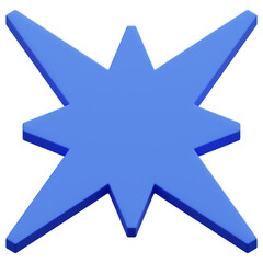 Obraz premium 3D Royal Blue Abstract Sharp Eight Point Star Shape