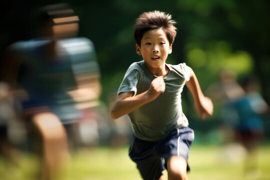 Sout east asian boy athletic running clothing apparel.
