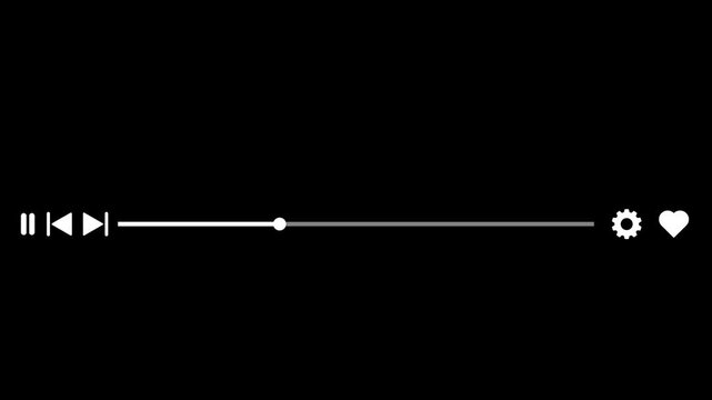 Media player template scroll bar button with audio reactor, Music time line or video track player, Time line bar moving as song media playing Animation. music player. motion graphics of concept 4k.