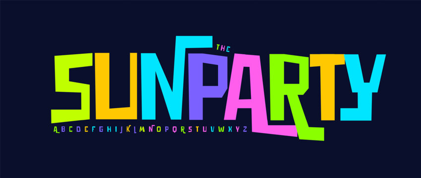 Quirky Font Bouncy Alphabet Witty Letters Groovy Typeset Colorful Cartoon Typeset. Carnival Funky Typography for Music Fest Logo Kids Birthday Headline Toy Branding Comic Title Text. Vector Typeset