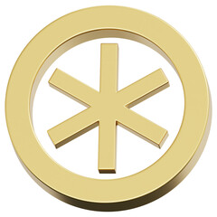 Obraz premium 3D Gold Abstract Ring Asterisk Symbol Shape