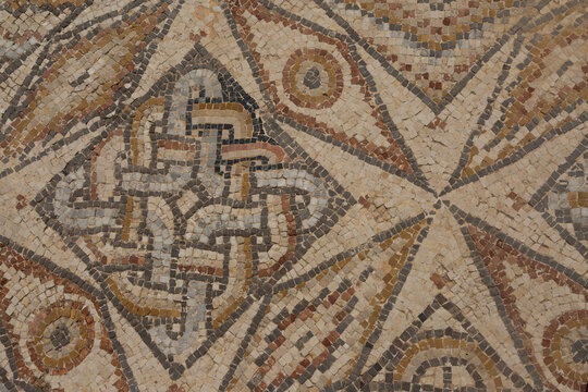 A fragment of a mosaic discovered during historical excavations