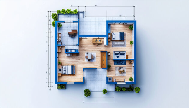 Apartment floor plan top view