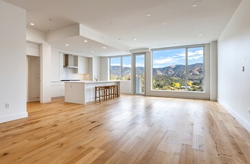Obraz premium Modern Open Concept Living Room with Mountain Views