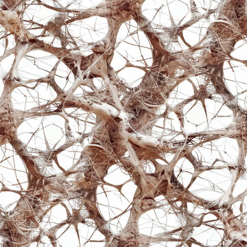 Close look at a complex network of cells or fibers in a scientific study showing structure and design of natural materials