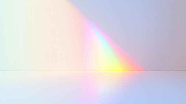Vibrant rainbow light beam on wall.
