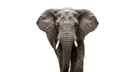 Obraz premium Majestic African Elephant Portrait Isolated on White Background.
