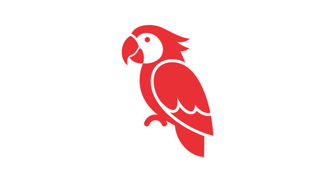 Red parrot bird logo profile view.