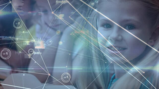 Animation of network of connections over diverse schoolchildren learning in classroom