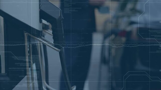 Animation of graph and data processing over electric car recharging at charging station
