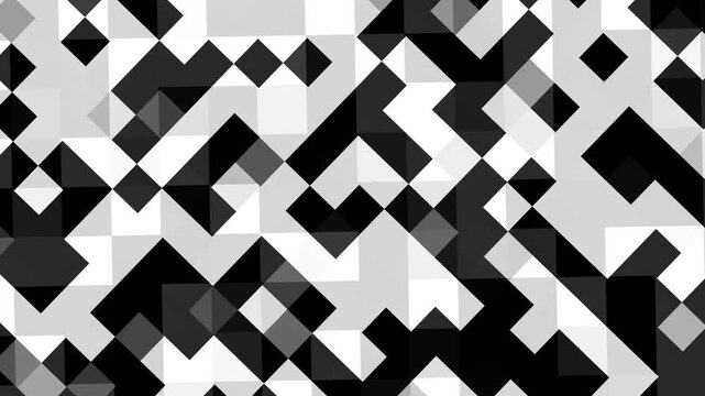 Geometric, black and white, pixelated background pattern, seamless texture