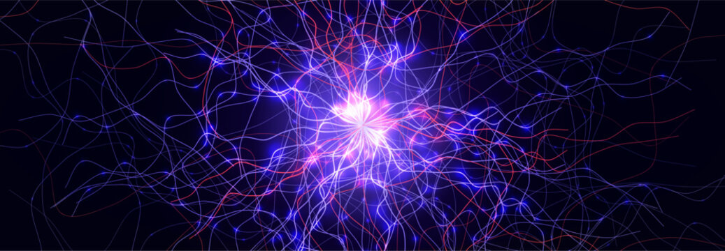 Neural Networking Science Technology Scientific Research. Biotech AI Big Data Learning. Hacker Attack Cyber Security Biohacking. Fertilisation BG. Cosmic Space Universe Big Bang. Vector Illustration