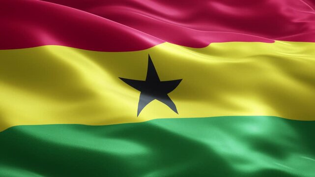 Ghana Flag Seamless Loop Animation with Black Star, Soccer Tournament Background