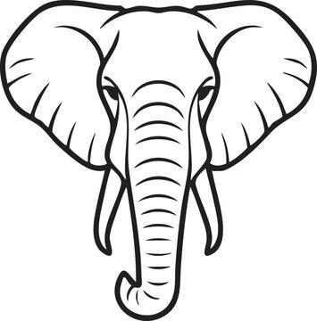 A premium quality elephant in black and white vector style, ultra clean smooth lines, bold and sharp outline border, perfect proportions, minimalist yet elegant design, high contrast, no color,
