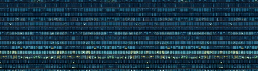 Multi-stories office building at night with worker working overtime. late night at office. lighting...