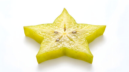 Fototapeta premium Vibrant Star Fruit Slice Freshness on White