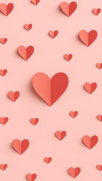 Red paper hearts pattern
