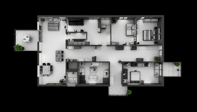 Apartment floor plan top view