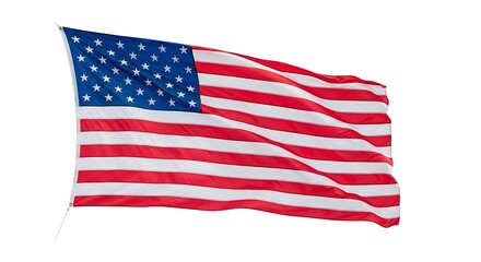 Fototapeta premium American Flag Waving Proudly A Symbol of Freedom and Unity Displayed Against a White Background