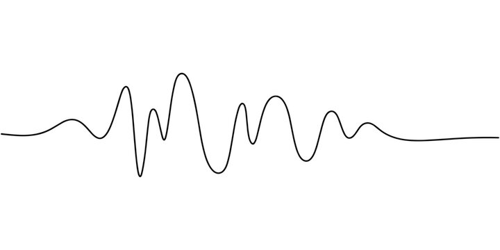 sound wave continuous one line drawing, Continuous one line drawing of sound wave with different amplitude. Soundwave line self drawing, 