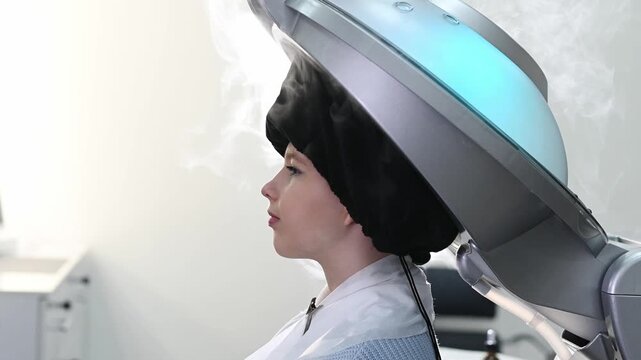 professional hair steamer device for deep conditioning hydration repair scalp therapy vapor processing heat treatment absorption enhancement salon equipment moisturizing care technology system