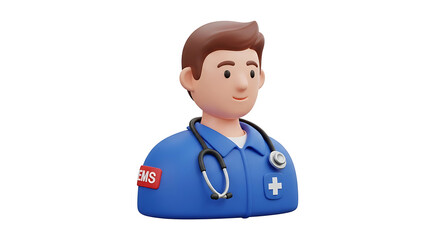 Fototapeta premium Male medical professional doctor with stethoscope, healthcare worker, emergency services, uniform, medical career, caring, professional assistance illustration.