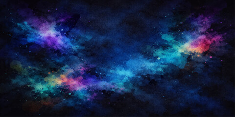Obraz premium Deep blue nebula clouds and bright supernova stars texture this abstract science fantasy wallpaper design for a dark cosmic universe background