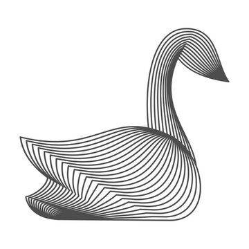 Swan wireframe line art. Elegant abstract bird vector illustration. Grace, purity, calm, beauty symbol. Minimalist art with flowing lines. for branding, decorative design, posters and modern graphics.