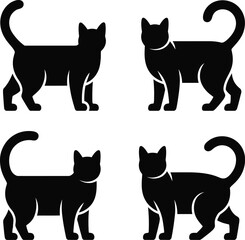 Set of black cat silhouettes in various poses © Naimulislam