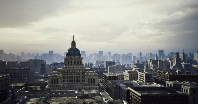 capitol framed by modern skyline, innovation hub concept blending legacy with startup energy, suitable for tech branding, coworking promos and future city