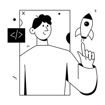 A doodle style illustration depicting an app startup
