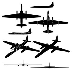 High–altitude reconnaissance aircraft vector set for laser and plasma cut © tzuky333