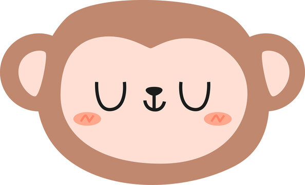 Cute cartoon monkey sleeping face for kids illustration, Whimsical wild animal head cartoon