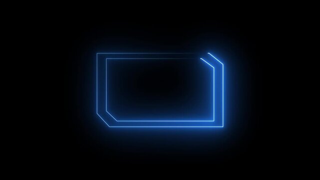 Neon Light rectangular border icon animation. abstract beautiful neon light loading rectangle illustration on black background.